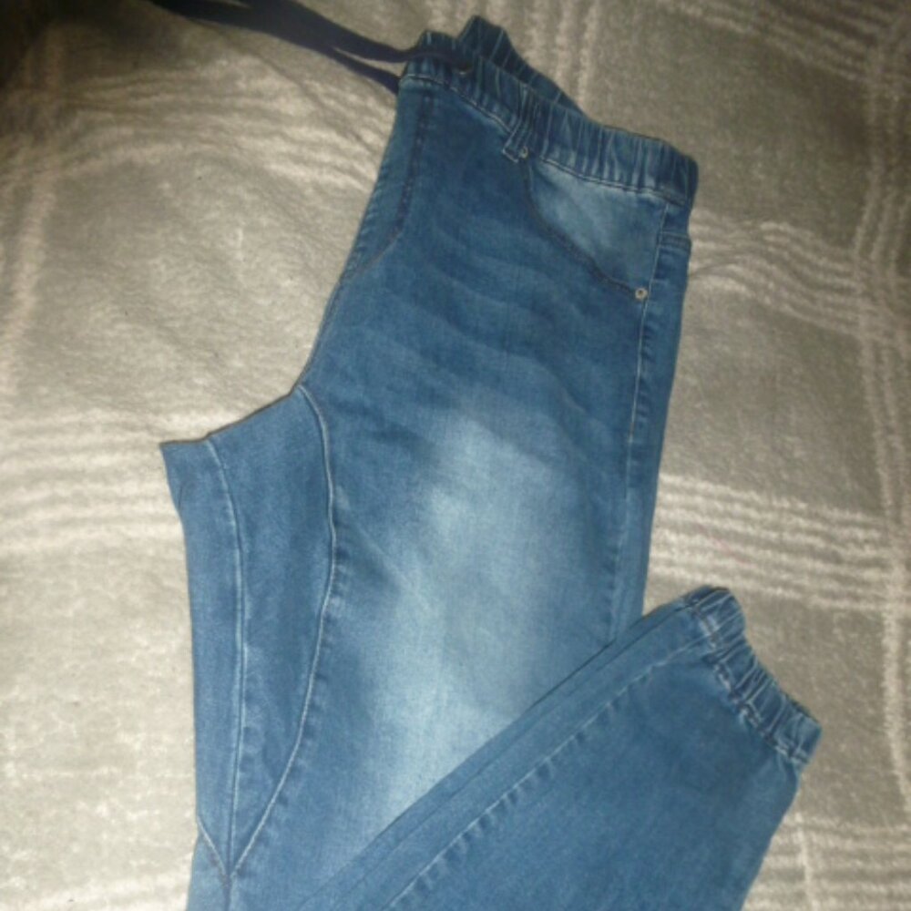 Victorious Men's Indigo Drop Crotch Drawstring Denim Jogger Jeans sz3XL
